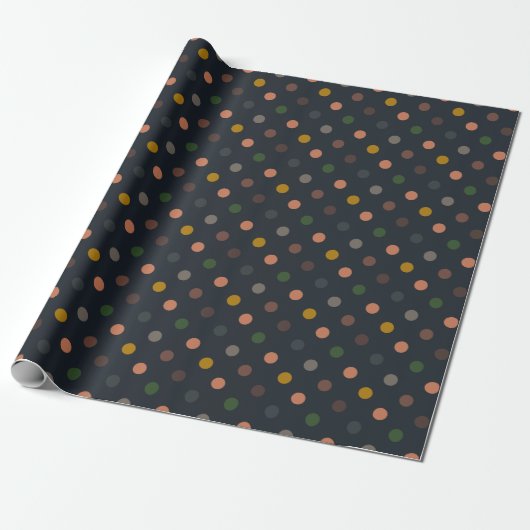 Dunkle Erde Ton Wald Polka Punkte Design Geschenkpapier (Ungerollt)