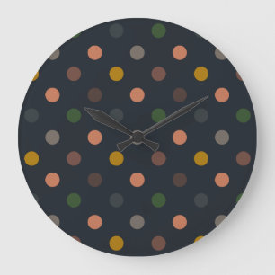 Dunkle Erde Ton Wald Polka Punkte Design Große Wanduhr