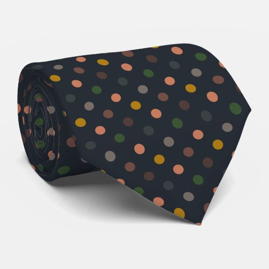 Dunkle Erde Ton Wald Polka Punkte Design Krawatte (Gerollt)