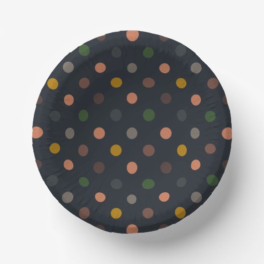 Dunkle Erde Ton Wald Polka Punkte Design Pappteller (Vorderseite)