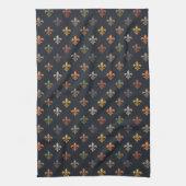 Dunkle Erde Wald Fleur-de-lis Design Geschirrtuch (Vertikal)