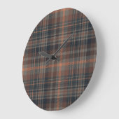 Dunkle Erde Wald Plaid Tartan Große Wanduhr (Winkel)