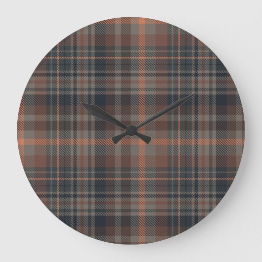 Dunkle Erde Wald Plaid Tartan Große Wanduhr (Vorderseite)