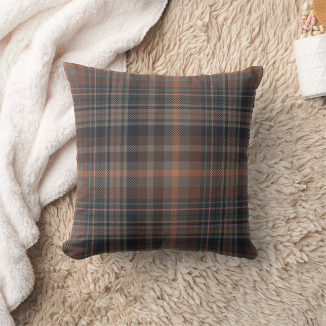 Dunkle Erde Wald Plaid Tartan   Kissen (Decke)