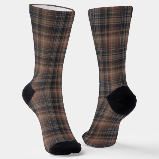 Dunkle Erde Wald Plaid Tartan   Socken (Gewinkelt)
