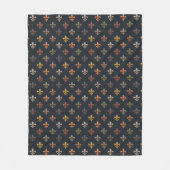 Dunkle Erde Waldlandschaft Fleur-de-lis Design Fleecedecke (Vorderseite)
