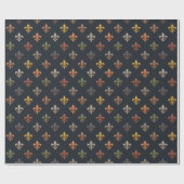 Dunkle Erde Waldlandschaft Fleur-de-lis Design  Geschenkpapier (Flach)