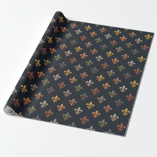 Dunkle Erde Waldlandschaft Fleur-de-lis Design  Geschenkpapier (Ungerollt)