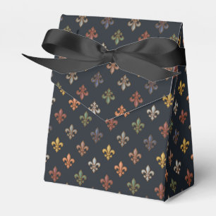 Dunkle Erde Waldlandschaft Fleur-de-lis Design Geschenkschachtel