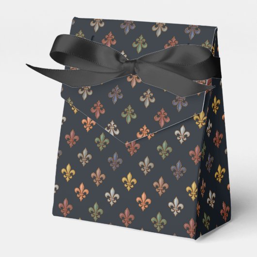 Dunkle Erde Waldlandschaft Fleur-de-lis Design Geschenkschachtel (Vorderseite)