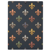 Dunkle Erde Waldlandschaft Fleur-de-lis Design Klemmbrett (Rückseite)