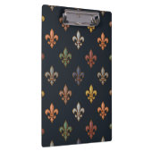 Dunkle Erde Waldlandschaft Fleur-de-lis Design Klemmbrett (Rechts)