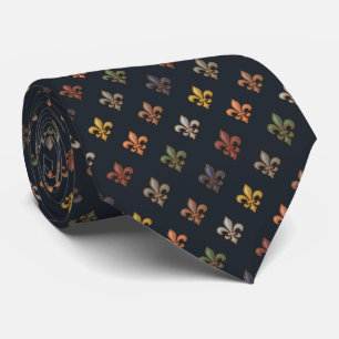 Dunkle Erde Waldlandschaft Fleur-de-lis Design  Krawatte
