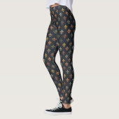 Dunkle Erde Waldlandschaft Fleur-de-lis Design Leggings (Links)