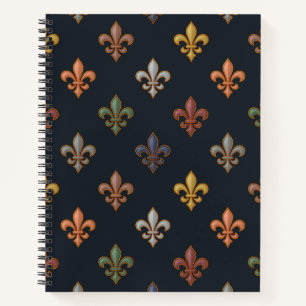 Dunkle Erde Waldlandschaft Fleur-de-lis Design Notizblock