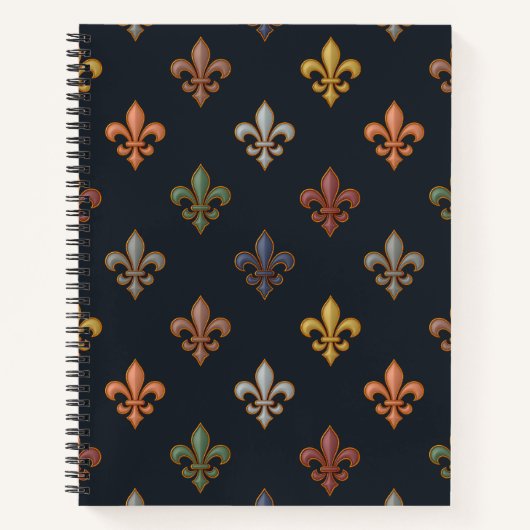 Dunkle Erde Waldlandschaft Fleur-de-lis Design Notizblock (Vorderseite)
