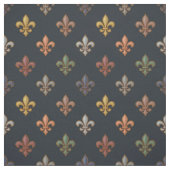 Dunkle Erde Waldlandschaft Fleur-de-lis Design  Stoff (Muster)