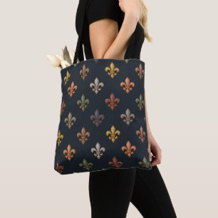 Dunkle Erde Waldlandschaft Fleur-de-lis Design  Tasche