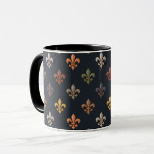 Dunkle Erde Waldlandschaft Fleur-de-lis-Design  Tasse