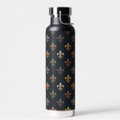 Dunkle Erde Waldlandschaft Fleur-de-lis Design  Trinkflasche (Links)