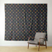 Dunkle Erde Waldlandschaft Fleur-de-lis Design Wandteppich (Beispiel (Horizontal))