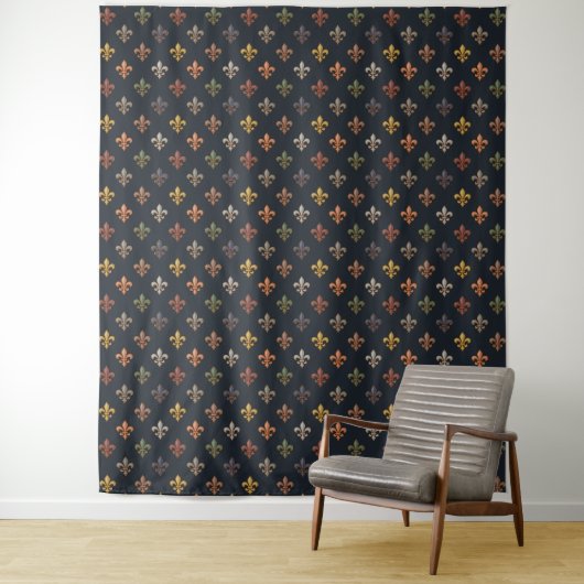 Dunkle Erde Waldlandschaft Fleur-de-lis Design Wandteppich (Beispiel)