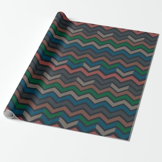 Dunkle Erde Waldlandschaft Zickzack-Chevron Geschenkpapier (Ungerollt)