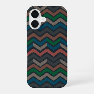 Dunkle Erde Waldlandschaft Zickzack-Chevron iPhone 16 Hülle