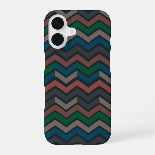 Dunkle Erde Waldlandschaft Zickzack-Chevron iPhone 16 Hülle (Rückseite)