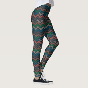 Dunkle Erde Waldlandschaft Zickzack-Chevron  Leggings