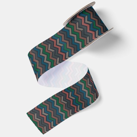 Dunkle Erde Waldlandschaft Zickzack-Chevron Satinband (Rückseite)