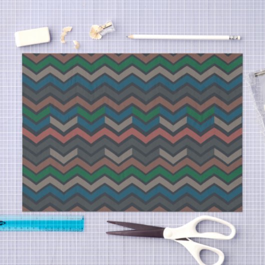 Dunkle Erde Waldlandschaft Zickzack-Chevron Seidenpapier (Handwerk)