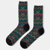 Dunkle Erde Waldlandschaft Zickzack-Chevron Socken (Linkes Detail)