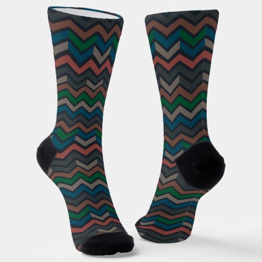 Dunkle Erde Waldlandschaft Zickzack-Chevron Socken (Gewinkelt)