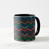 Dunkle Erde Waldlandschaft Zickzack-Chevron Tasse (VorderseiteRechts)