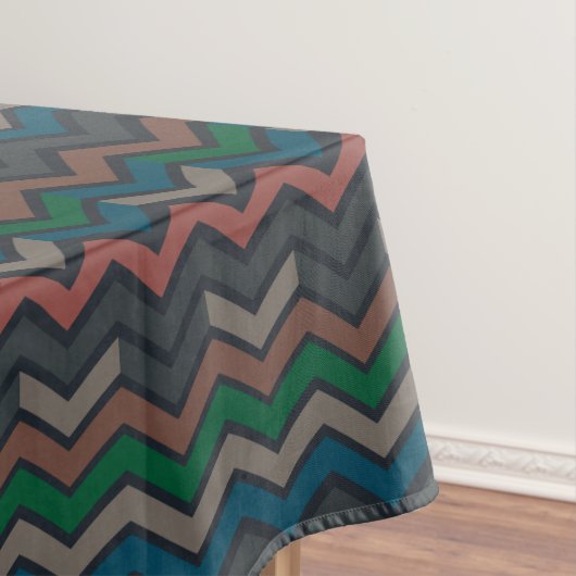 Dunkle Erde Waldlandschaft Zickzack-Chevron Tischdecke (Beispiel)