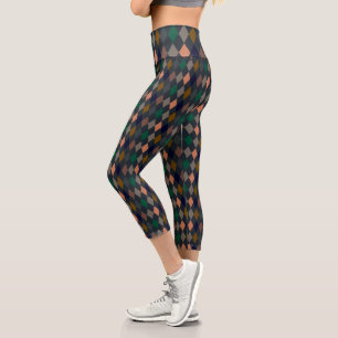 Dunkle Erden-Waldlandschaften Harlekin-Diamanten Capri Leggings
