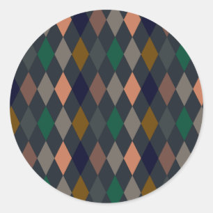 Dunkle Erden-Waldlandschaften Harlequin-Diamanten Runder Aufkleber