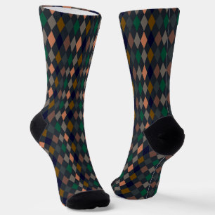 Dunkle Erden-Waldlandschaften Harlequin-Diamanten Socken