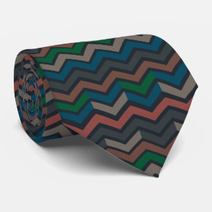 Dunkle Erdene Waldlandschaft Zickzack-Chevron  Krawatte