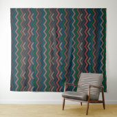 Dunkle Erdene Waldlandschaft Zickzack-Chevron Wandteppich (Beispiel (Horizontal))