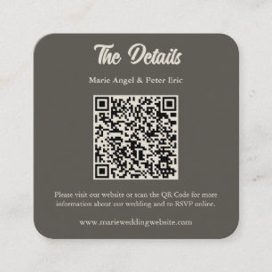 Dunkle Espresso-Braune Hochzeits-QR-Code-Hülle Quadratische Visitenkarte