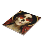 Dunkle Fantasie Gothic Skull Frau 2 Fliese (Seite)