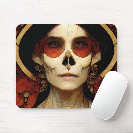 Dunkle Fantasie Gothic Skull Frau 2 Mousepad (Mit Mouse)