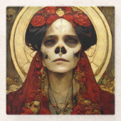 Dunkle Fantasie Gothic Skull Frau 3 Glasuntersetzer (Vorderseite)