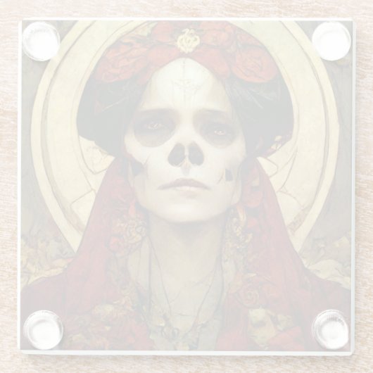 Dunkle Fantasie Gothic Skull Frau 3 Glasuntersetzer (Rückseite)