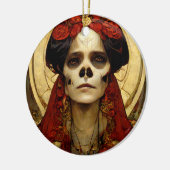 Dunkle Fantasie Gothic Skull Frau 3 Keramik Ornament (Links)