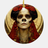 Dunkle Fantasie Gothic Skull Frau 3 Keramik Ornament (Hinten)