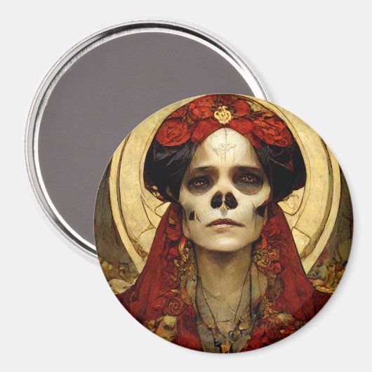 Dunkle Fantasie Gothic Skull Frau 3 Magnet (Vorderseite/Rückseite)