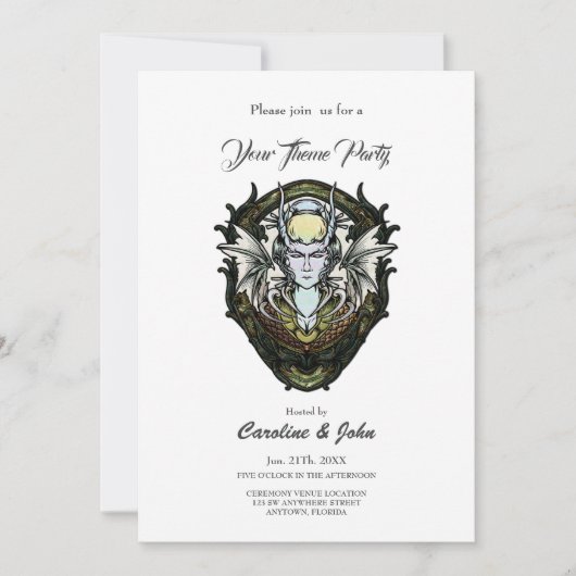 Dunkle Fantasiewesen mit Flügeln. Einladung (Vorderseite)